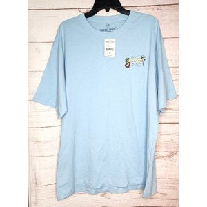 Paradise Shores Cotton XL 5011 Geyser Lei Over Charters Teal Blue T Shirt